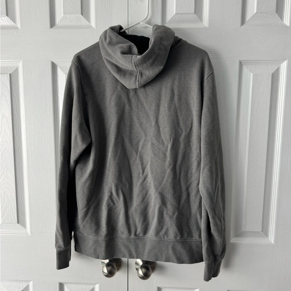 The North Face Charcoal Gray Pullover Sweatshirt Hoodie Vertical Logo Medium